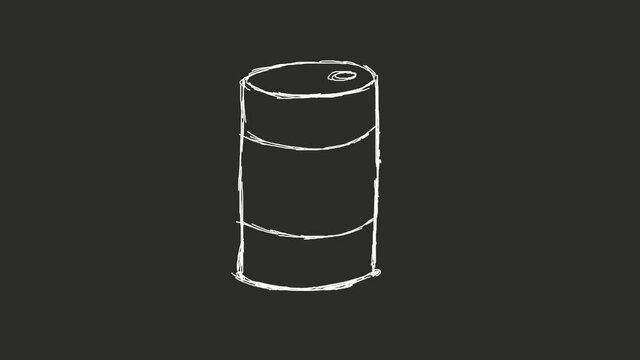 Industry one oil barrel without logo. Hand-draw animation with alpha channel.