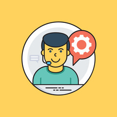 
Human avatar of a casually dressed man connected with people via internet, an icon to depict training
