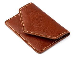 Brown shiny wallet isolated on white background
