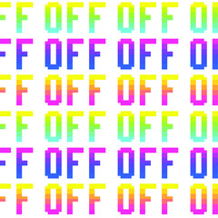 Seamless vector pixel off signs pattern. Multicolor rainbow outline repeat signs background. 10 eps design. For advertising banner, design, web, fabric, cover, wrapping etc.