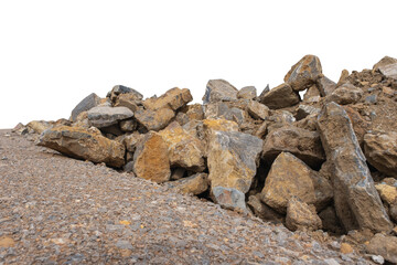 Fototapeta na wymiar stone pile and ground isolated on white background with clipping path