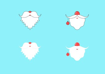 Vector set of Funny Santa beard and mustache, mask design. Funny mouths for medical face mask, t-shirt print. Cute illustrations with Santa Beard for medical mask design.