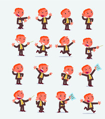 Cartoon character businessman in smart casual style. Set with different postures, attitudes and poses, doing different activities in isolated vector illustrations.