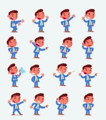 Cartoon character businessman in smart casual style. Set with different postures, attitudes and poses, doing different activities in isolated vector illustrations.