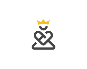 Fototapeta premium Yoga king vector logo, yoga crown. Master yoga meditation logo. Yoga trainer professional logo.