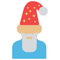 
An old man avatar in santa beard and santa cap 
