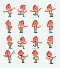 Cartoon character businessman in smart casual style. Set with different postures, attitudes and poses, doing different activities in isolated vector illustrations.