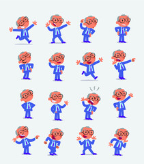 Cartoon character businessman in smart casual style. Set with different postures, attitudes and poses, doing different activities in isolated vector illustrations.