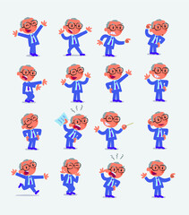 Cartoon character businessman in smart casual style. Set with different postures, attitudes and poses, doing different activities in isolated vector illustrations.