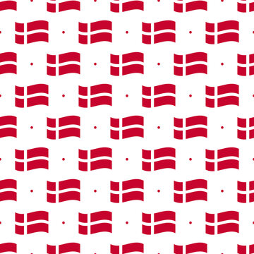 Denmark flags and dots vector seamless pattern background for Flag Day and other danish national holidays.
