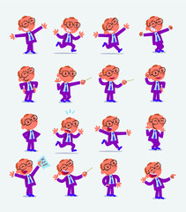 Cartoon character businessman in smart casual style. Set with different postures, attitudes and poses, doing different activities in isolated vector illustrations.