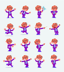 Cartoon character businessman in smart casual style. Set with different postures, attitudes and poses, doing different activities in isolated vector illustrations.