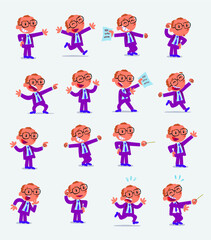 Cartoon character businessman in smart casual style. Set with different postures, attitudes and poses, doing different activities in isolated vector illustrations.
