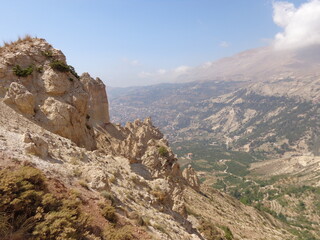 Hiking in the Bsharri (Bcharre) mountains of Lebanon among the Cedars of God trees