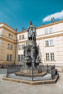 Statue Of Monarch On The Charles Bridge City