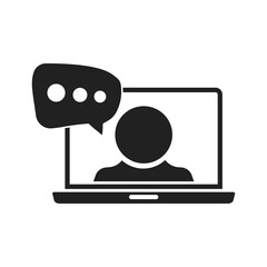 Online training in laptop icon in simple design. Vector illustration