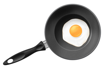 Frying pan with fried egg. Vector illustration.