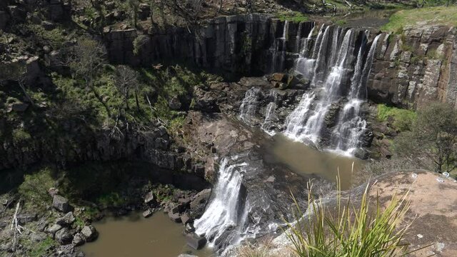 close up view of the upper section of ebor waterfall in the new england region of nsw, australia