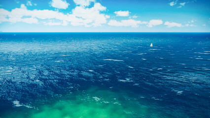 3D render - beach and beautiful tropical sea, Sea beach