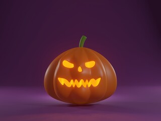3d rendering - Happy Halloween pumpkin or party invitation background, Minimal concept.