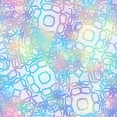Holographic foil vivid trendy seamless geometric pattern. Opalescent psychedelic design in pastel rainbow colors. Cosmic futuristic iridescent graphic swatch.