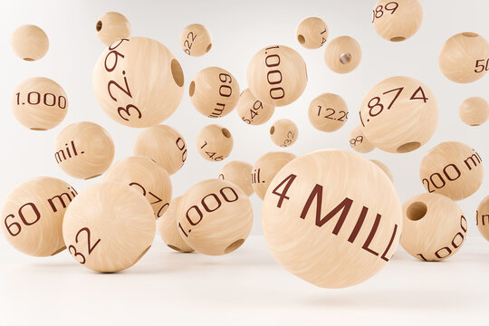 Christmas draw balls of December 22, falling and bouncing on a white background. Ilustration 3d.