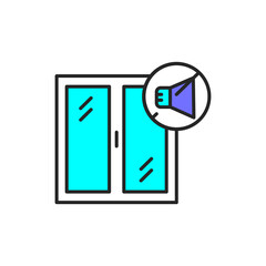 Sound-isolating window color line icon. Pictogram for web page, mobile app, promo.