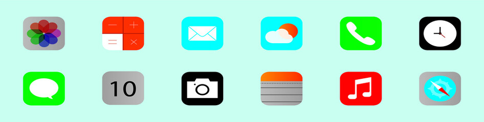 set of app cartoon icon design template with various models. vector illustration isolated on blue background