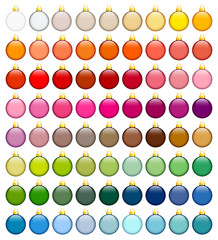 Set Zweiundsiebzig Bunte Einfarbige Glänzende Weihnachtskugeln Gold