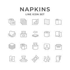 Set line icons of napkins and toilet paper