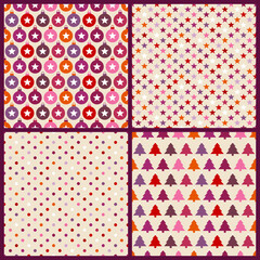 Set Vier Endlosmuster Weihnachten Pink Orange Violett