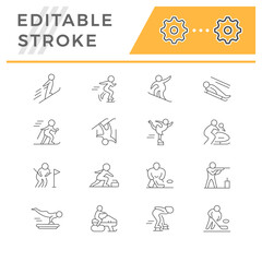 Fototapeta premium Set line icons of winter sport