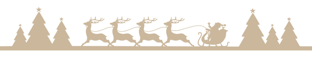 Banner Fahrender Weihnachtsschlitten Im Wald Beige