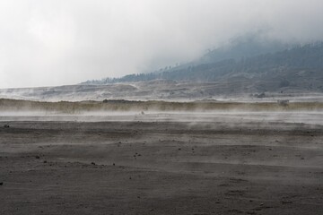 Windy volcanic desert