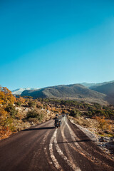 Bikers on the Mountainous Road
