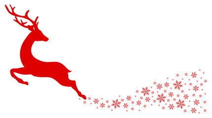 Rotes Rentier Schaut Zurück Schweif Aus Schneeflocken