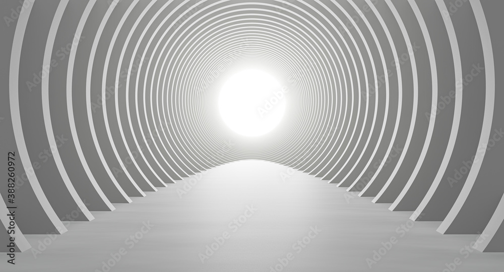 Poster white architecture circular background. abstract interior design. 3d modern architecture render. fut
