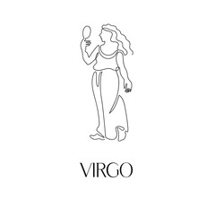 Zodiac sign Virgo. One line. Vector illustration in the style of minimalism.