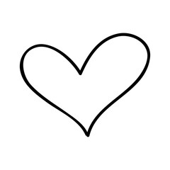 Heart vector. Hand drawn icon. Trendy black heart isolated on white background. Brush stroke grunge symbol useful for love sign, shape frame, greeting card and Valentine's day. Creative sketch, vector