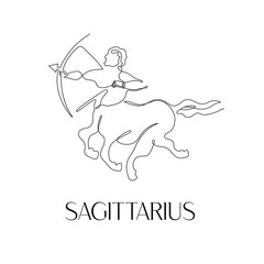 Zodiac sign Sagittarius. One line. Vector illustration in the style of minimalism.