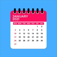 2021 Calendar week starts on sunday. Printable 2021 yearly calendar template in simple design. 2021 Calendar. Wall Desk Calendar Vector Template, Simple Minimal Design.