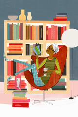 Woman relaxing reading