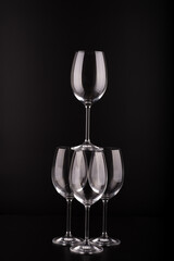 wine glasses with black background