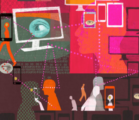 People on the move being watched by computer devices