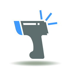 Contactless infrared thermometer attention icon vector. Covid-19 outbreak detection symbol. Virus transmission body temperature check sign.