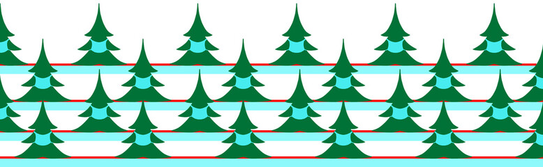 Banner with Christmas trees in medical masks illustration.