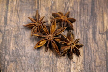 star anise on wooden background