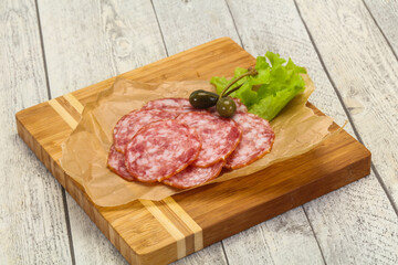 Spanish Salchichon sausage with salad