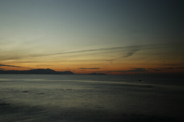 Sunset in the sea in a summer day