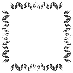 Square frame with creative cute leaves. Vector image.